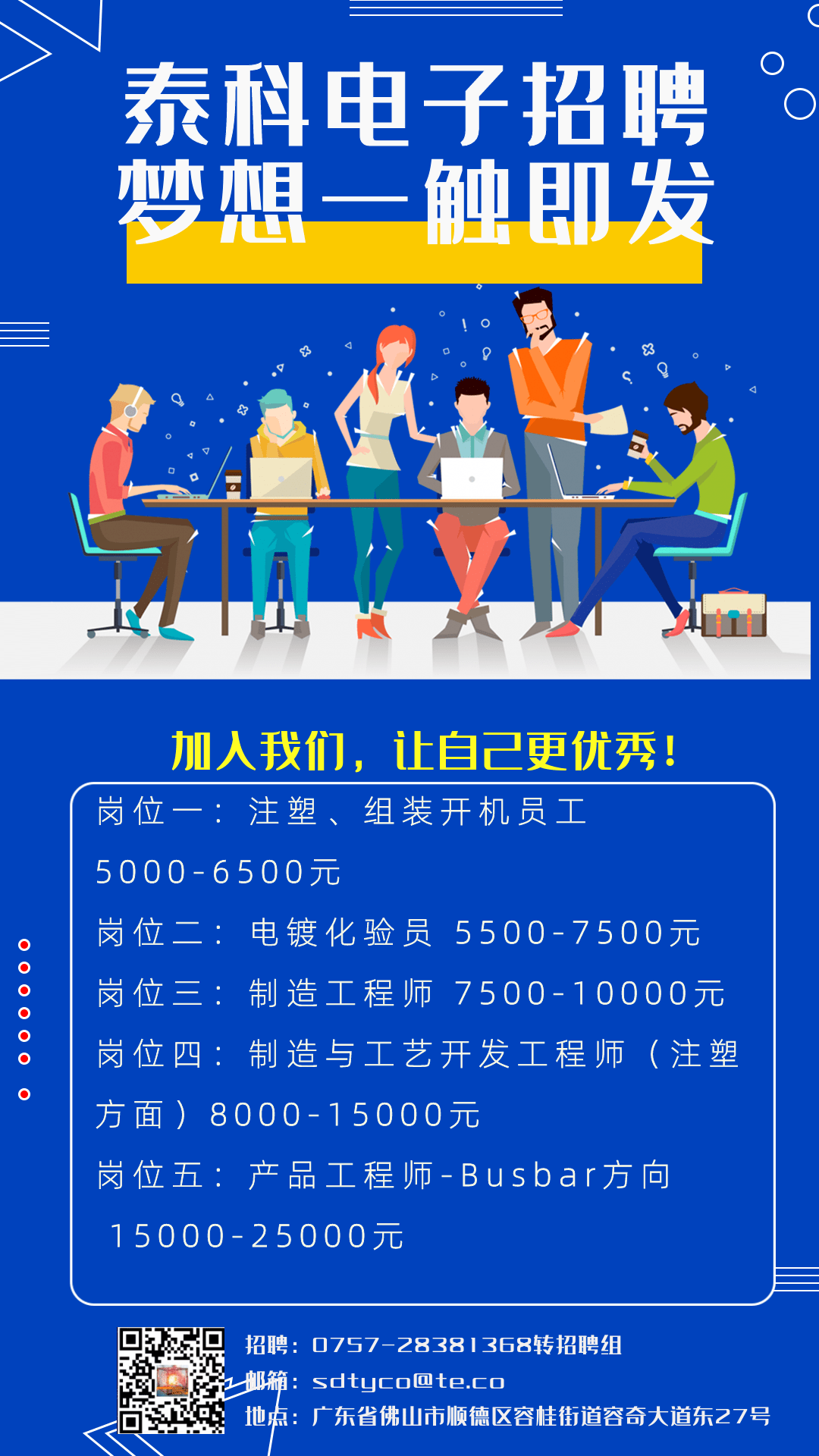 泰科电子普工招聘信息