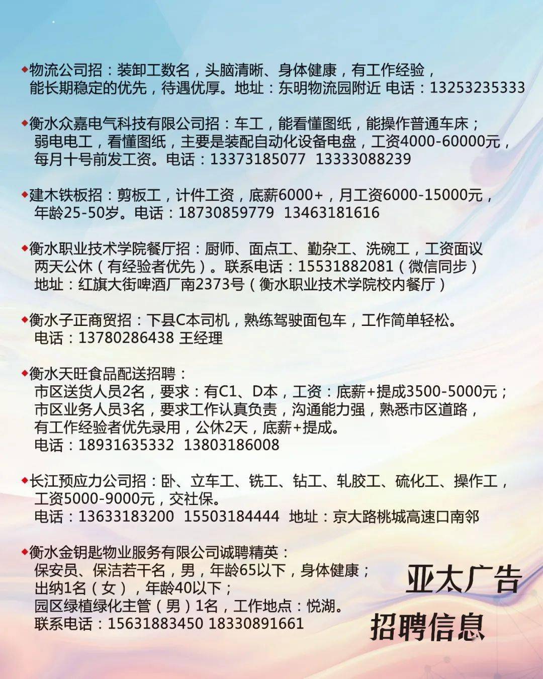 运城招聘信息最新招聘