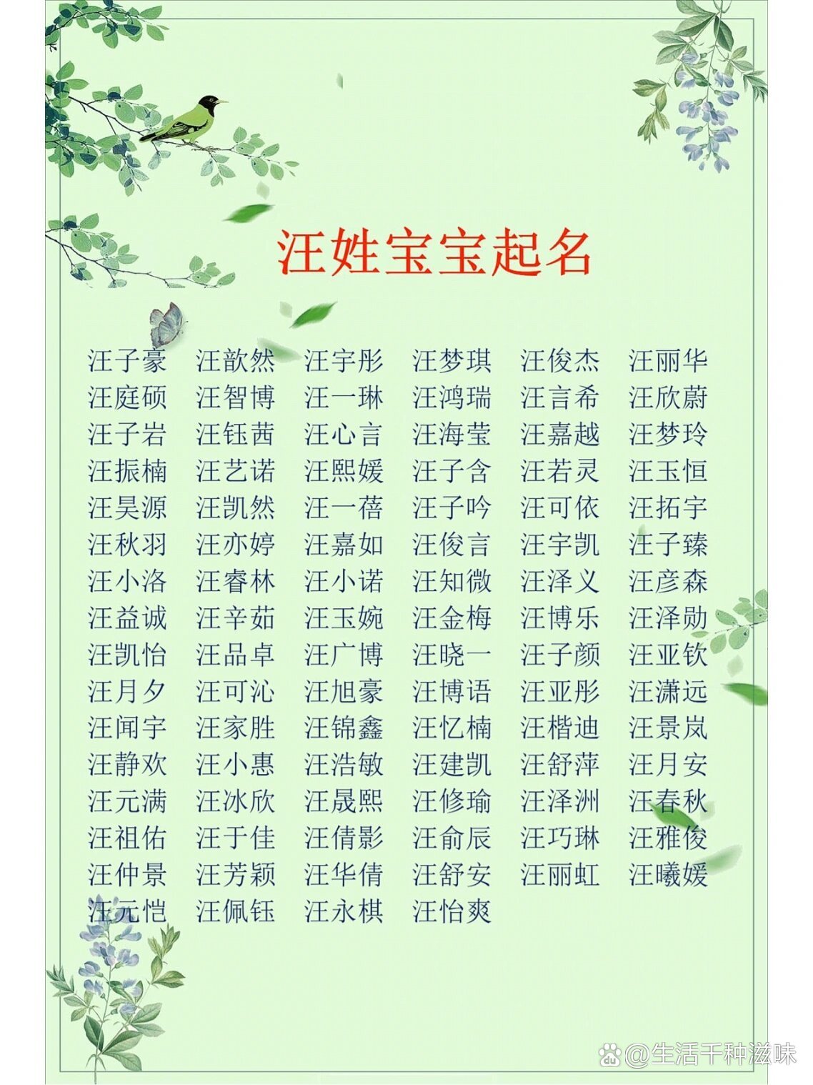汪姓男孩最新取名大全精选